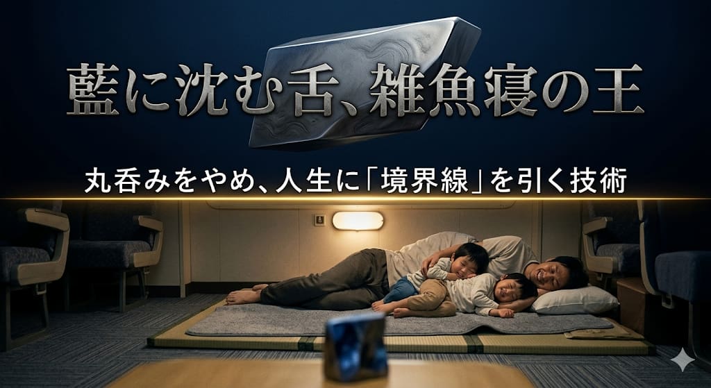 投稿についてもっと詳しく エッセイ第14話：藍に沈む舌、雑魚寝の王 ～丸呑みをやめ、人生に「境界線」を引く技術～