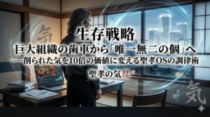 投稿についてもっと詳しく 【生存戦略】エッセイ第18話：巨大組織の歯車から「唯一無二の個」へ ―― 削られた気を10倍の価値に変える聖孝OSの調律術